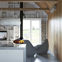 variante de l'application du style russe dans une salle de photo au design inhabituel