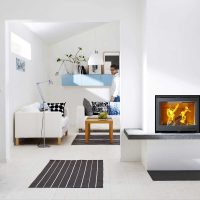 the idea of using a light laminate in an unusual apartment style photo