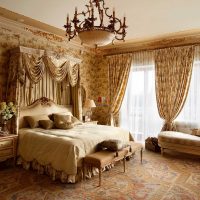 version of the unusual decor of the apartment in the Romanesque style photo