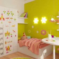 the idea of an unusual design of a children's room for a girl 12 sq.m photo
