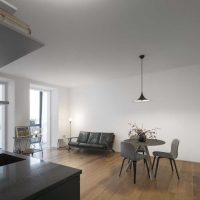 idea of using an unusual room interior in retro photo style