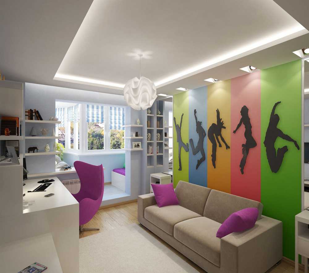 the idea of a bright style of a children's room for a girl of 12 sq.m