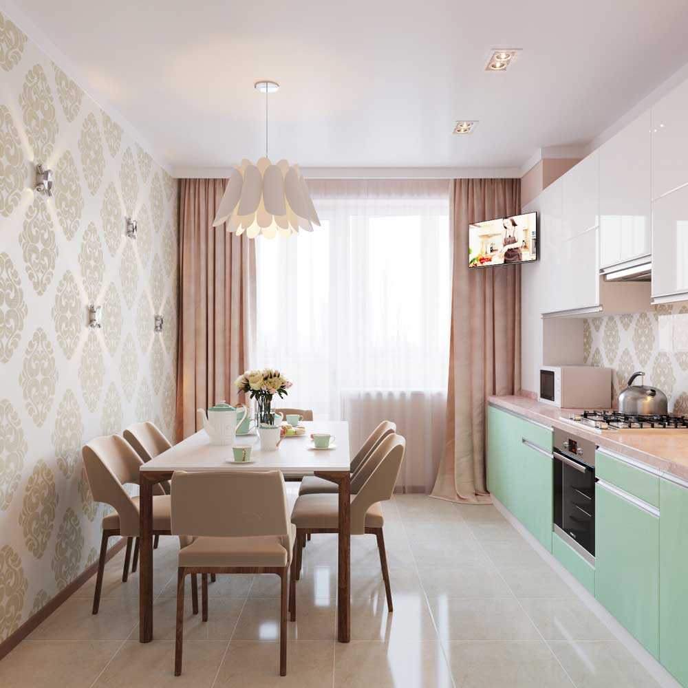 the idea of a bright kitchen interior of 8 sq.m