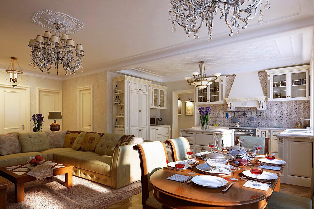 the interior of the living room of the dining room kitchen