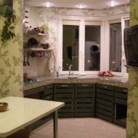 the idea of an unusual style of the kitchen 12 sq.m photo