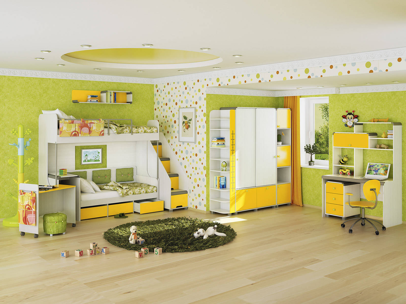 the idea of using light yellow in the interior of the apartment