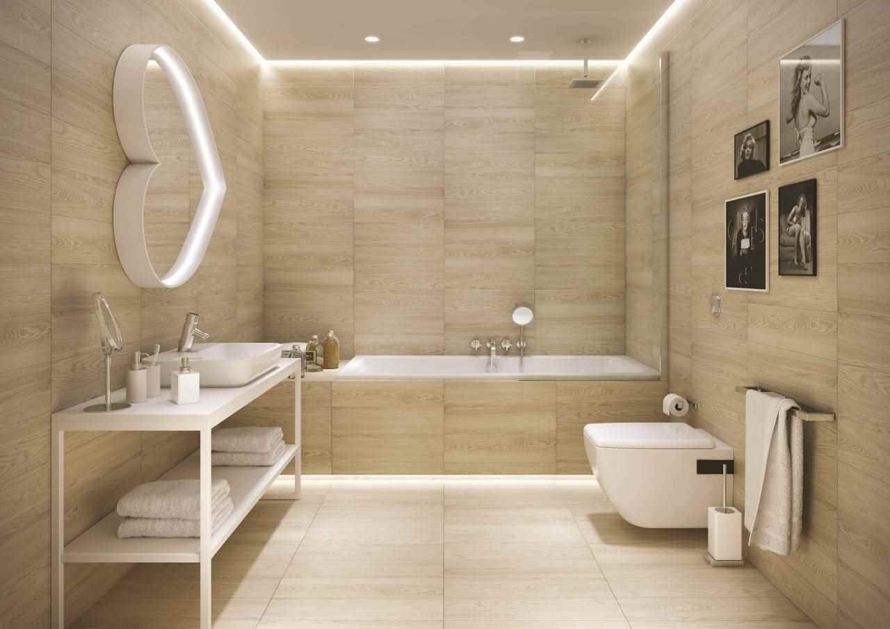 idea of a bright style of laying tiles in the bathroom