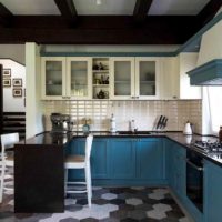 the idea of a bright kitchen design in a country house photo