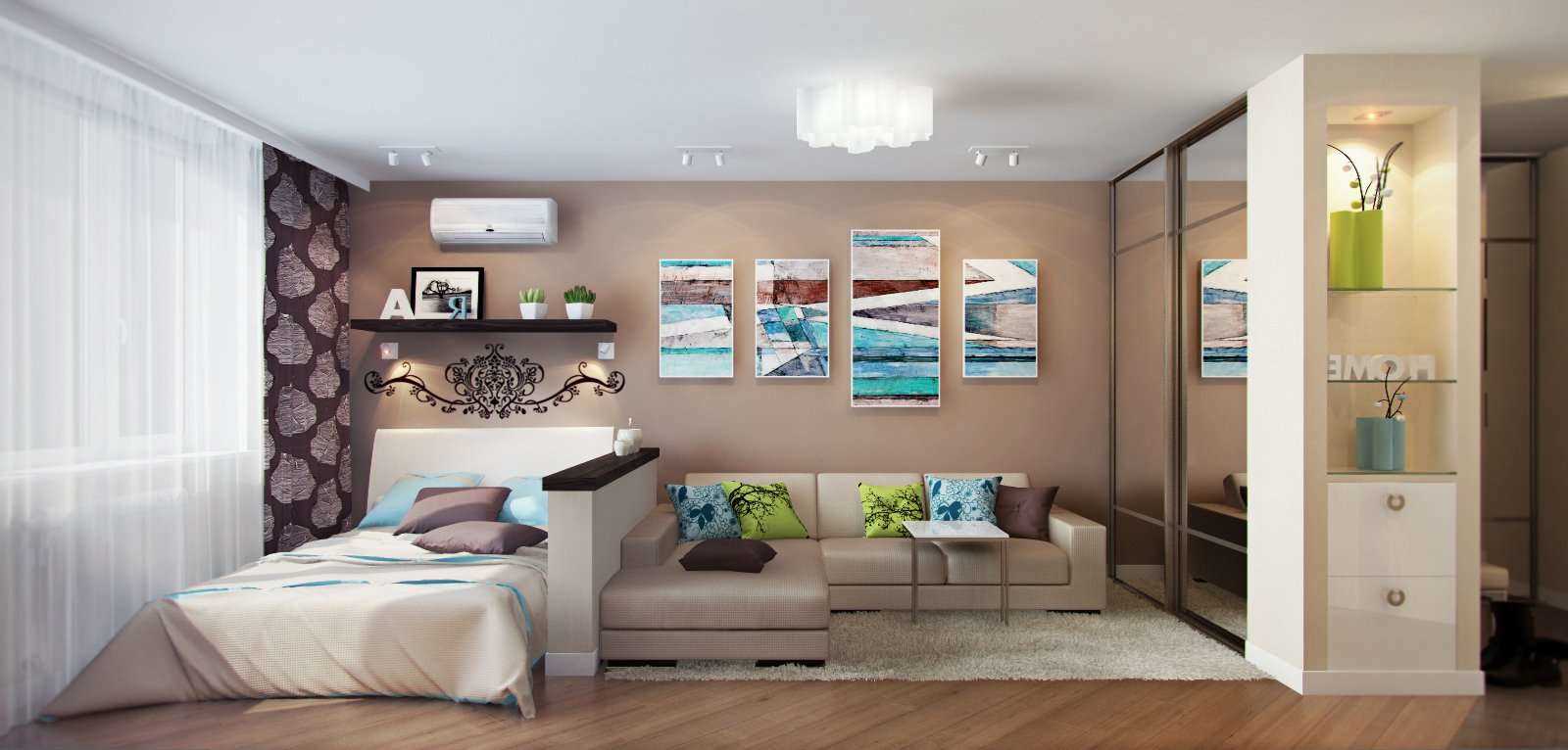 un exemple de l'intérieur inhabituel de la chambre à coucher du salon