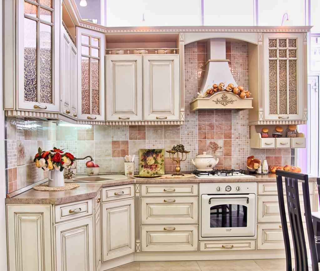 the idea of an unusual design of the kitchen in a classic style