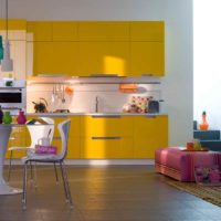 the idea of using an unusual yellow color in the decor of an apartment photo