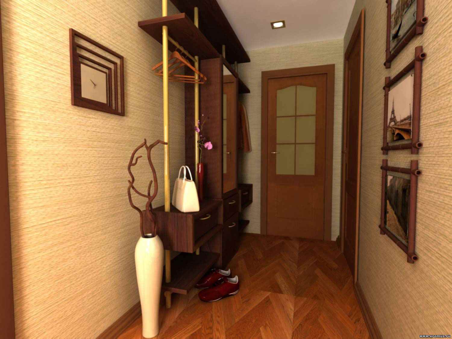 idea of bright decor of a small hallway