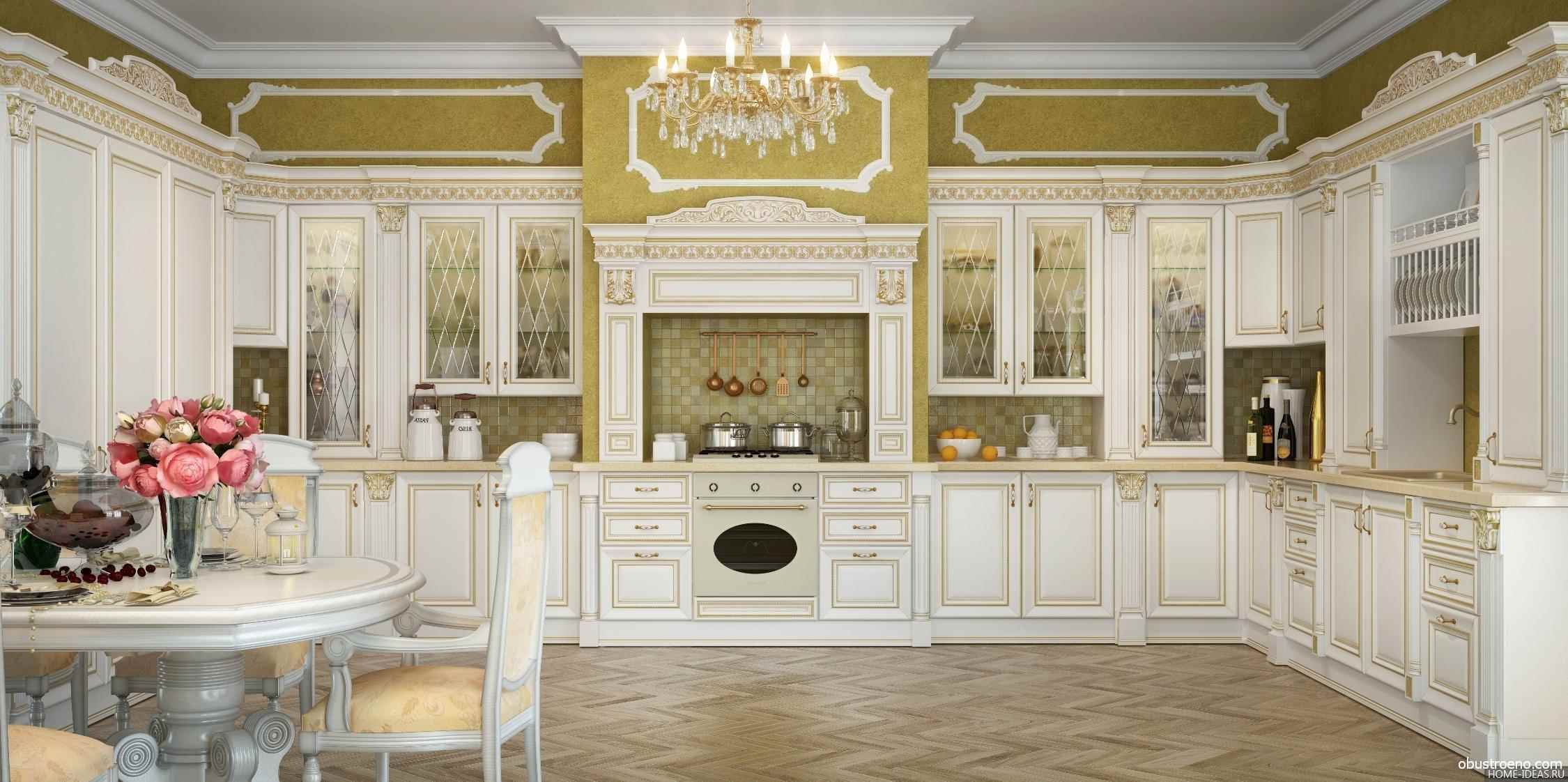 the idea of a bright decor of the kitchen in a classic style