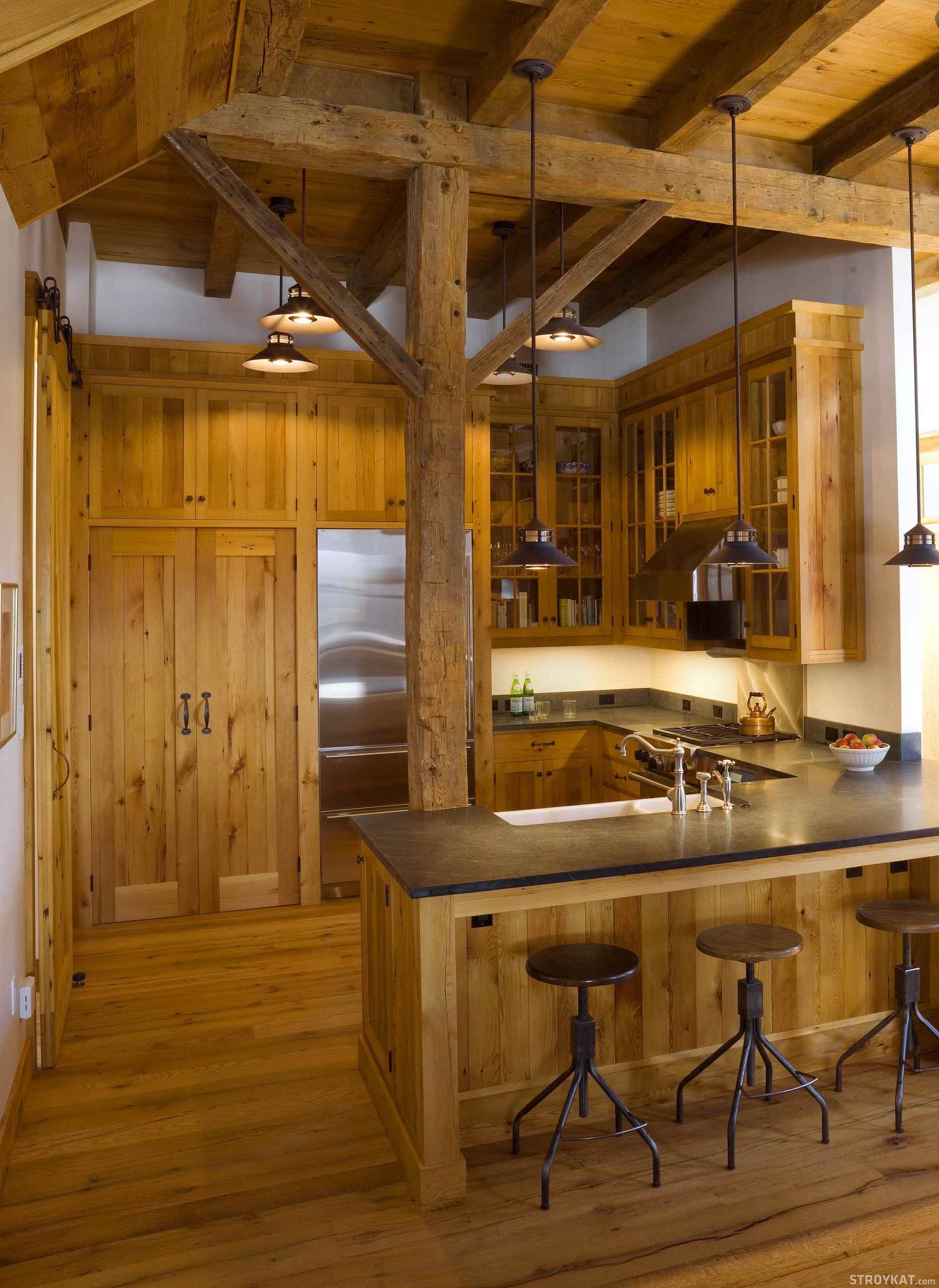 the idea of a bright rustic style kitchen interior
