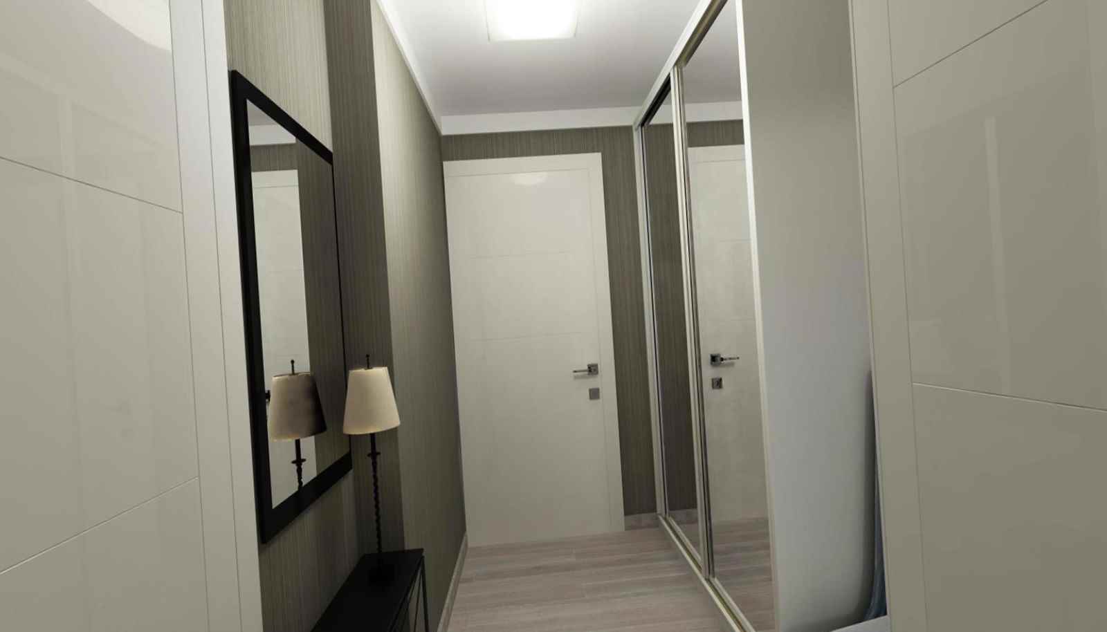 the idea of an unusual interior of a small hallway