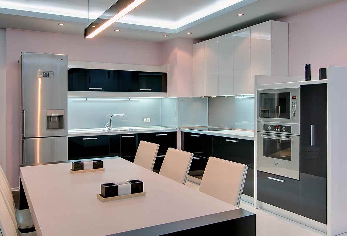 the idea of an unusual design of the kitchen is 12 sq.m