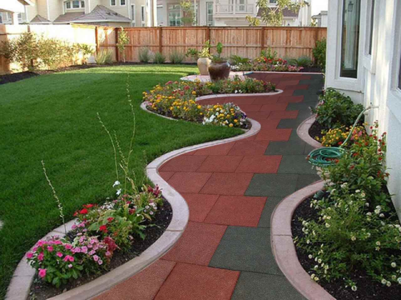 the idea of using bright garden paths in landscaping