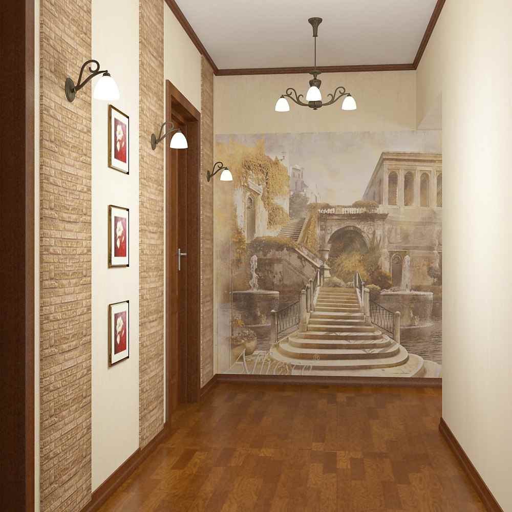 the idea of an unusual decor of the hallway in a private house