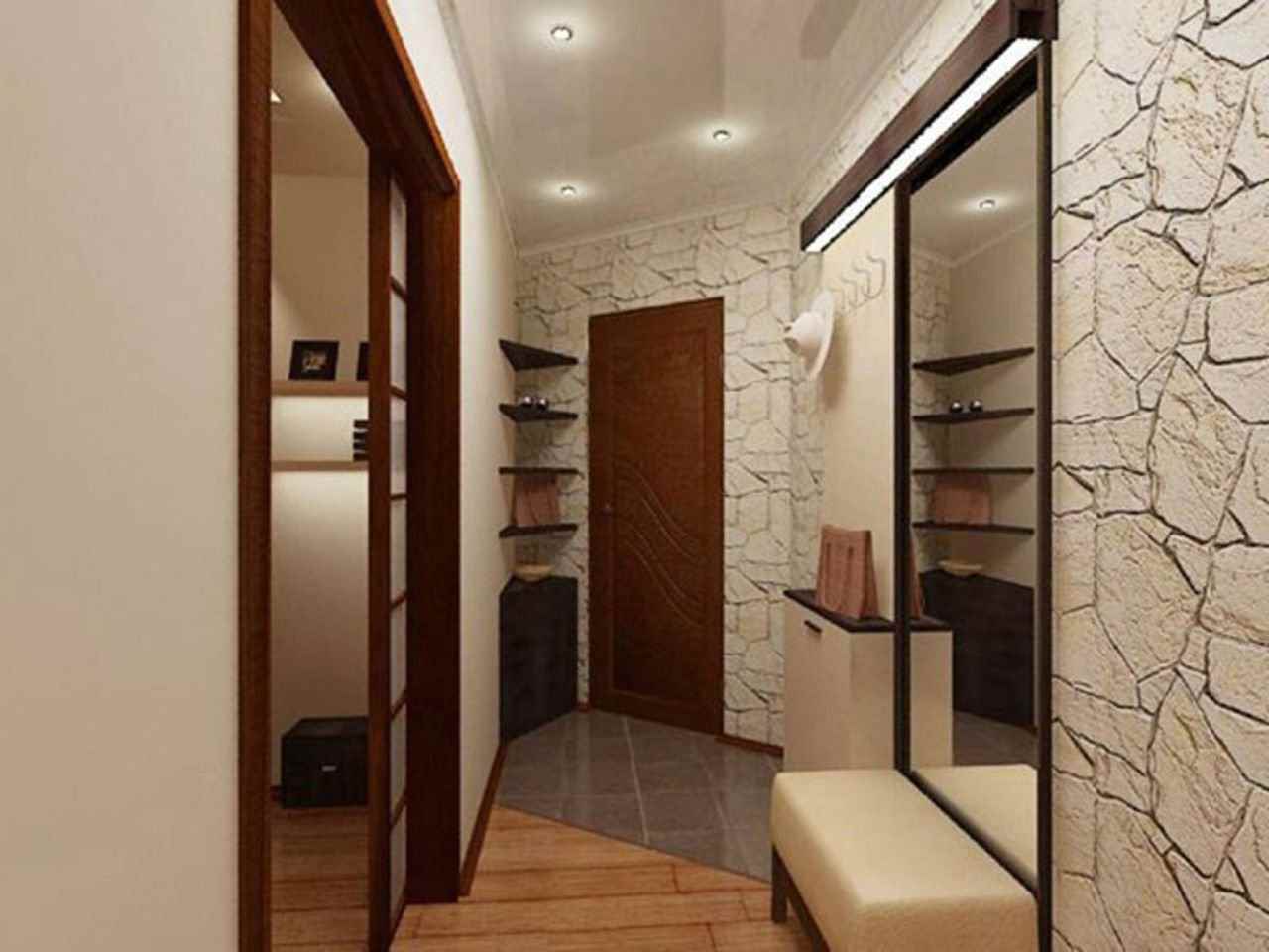 idea of unusual design of a small hallway