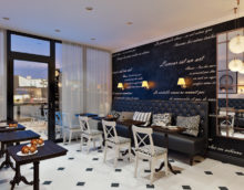 black and white cafe design