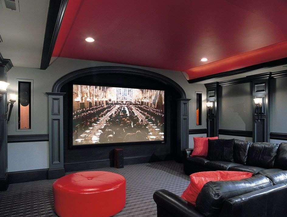home theater in red-black colors