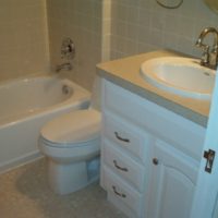 La disposition linéaire de la salle de bain combinée