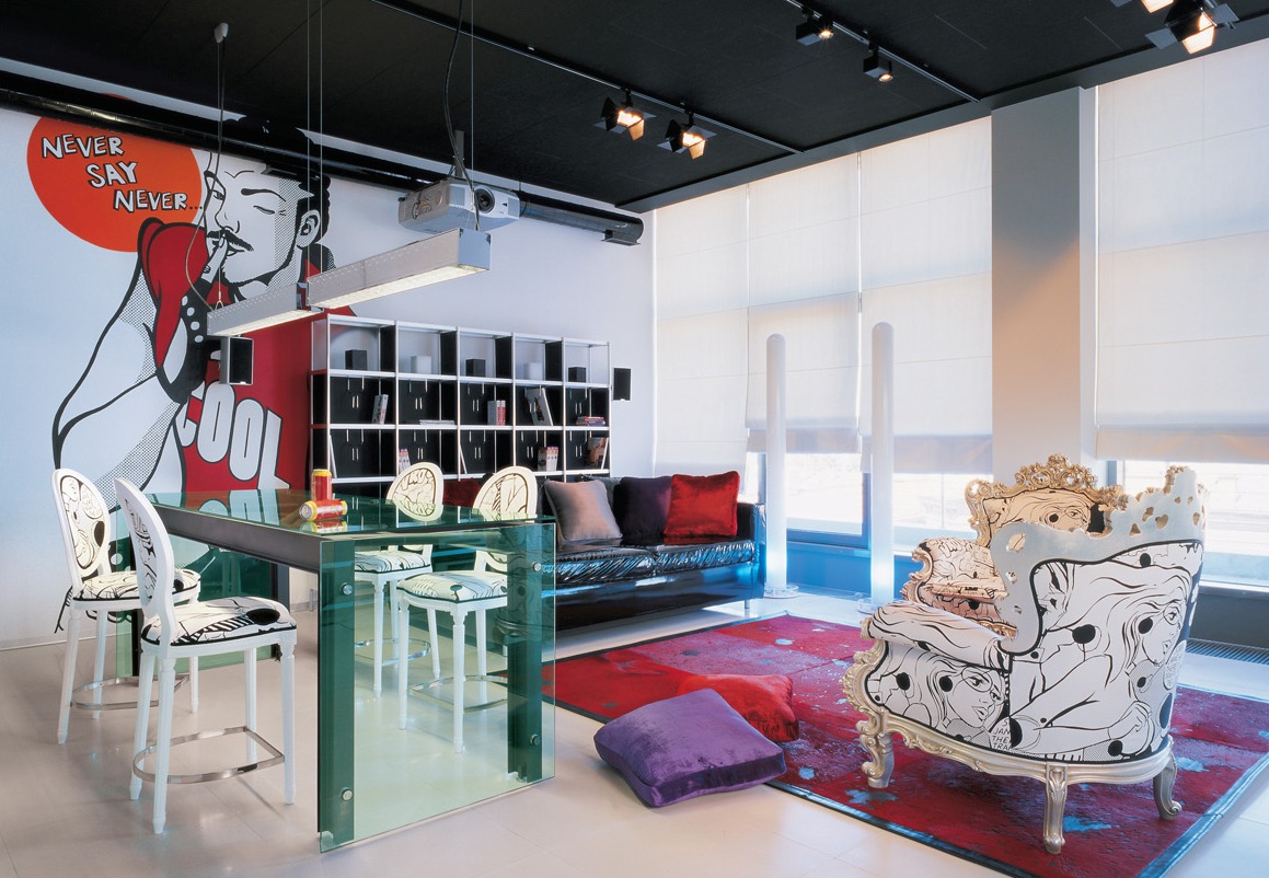 variant of a beautiful home decor in pop art style