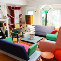 the idea of a bright apartment decor in the style of pop art picture