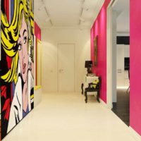 the idea of a bright interior apartment in the style of pop art photo