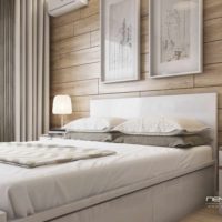 Un exemple de décoration lumineuse de conception murale dans une photo de chambre à coucher