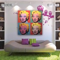 the idea of an unusual room decor in the style of pop art picture