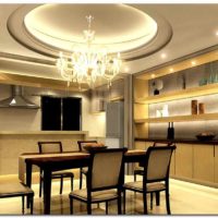 exemple d'un beau plafond intérieur dans la photo de la cuisine