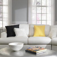 Bright pillows on the sofa in the living room