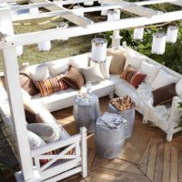 Pergola in a recreation area of a suburban area