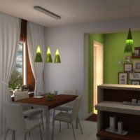 Green and gray colors in the interior of the kitchen