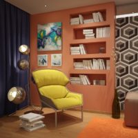 Couleur orange à l'intérieur du meuble
