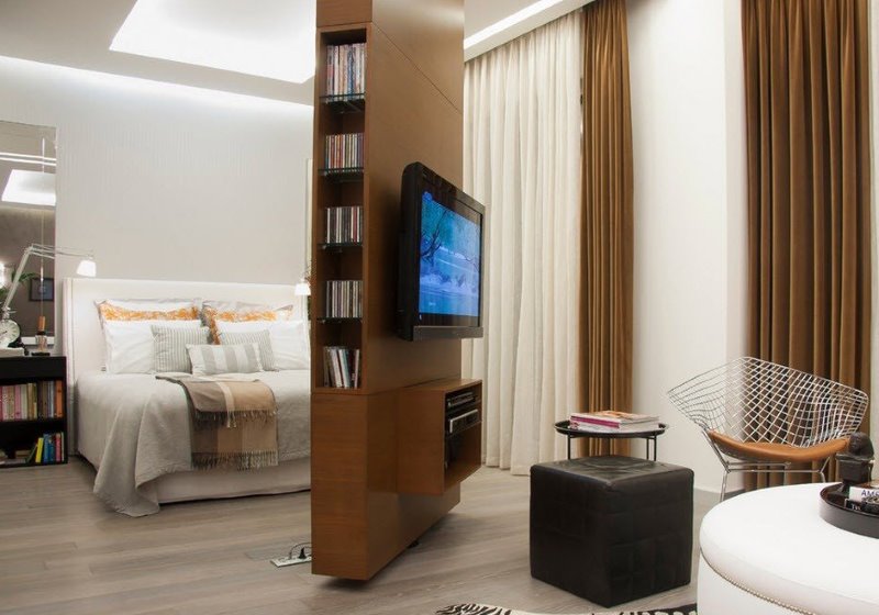 Swivel partition in the interior of the apartment for men