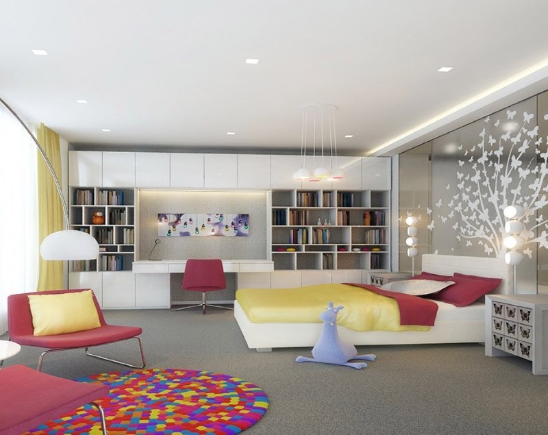 Ceiling lights integrated in the drywall construction