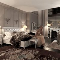 Éclairage dans la chambre classique d'une maison de campagne