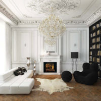 Une combinaison contrastée de noir et blanc à l'intérieur