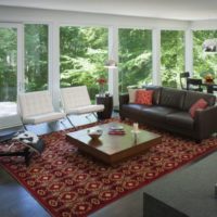 L'épinette verte à l'extérieur du salon dans une maison de campagne