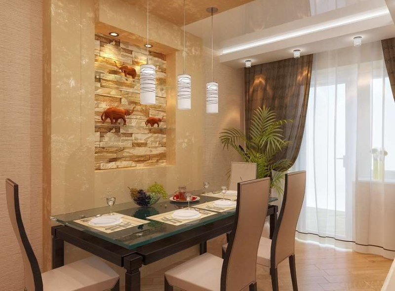 Décoration murale sur la table à manger avec une niche décorative