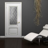 Bright door on a gray wall background