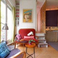 Gray carpet in the working area of the kitchen