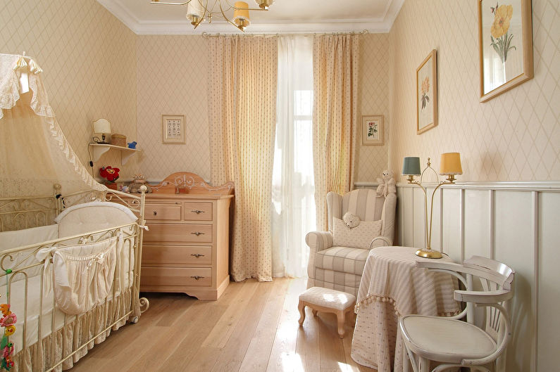 Interior of a children's room in beige color