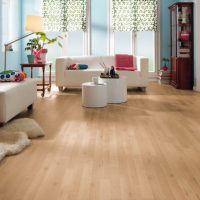 White furniture on the laminate floor