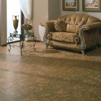 Linoleum with floral patterns on the living room floor
