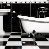 Porcelain white bathtub on the floor