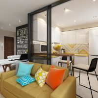 Cloison coulissante dans la cuisine-salon