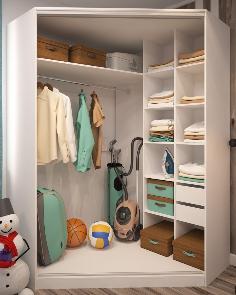 Armoire d'angle à cinq murs